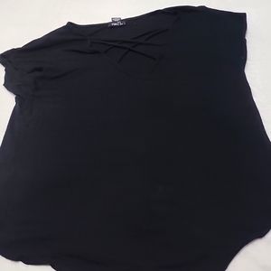 Rue21 black dress shirt low cut criss cross front